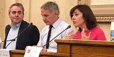 Xavier Bertrand, Patrick Vignal et Carole Delga, le 10 avril 2019 à l'Assemblée nationale.