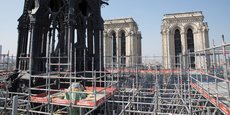 Une photo de l'échafaudage entourant la flèche de Notre-Dame prise quatre jours avant l'incendie, le jeudi 11 avril dernier.