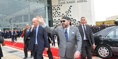 Le roi Mohammed VI lors de l'inauguration, le 17 novembre 2018, de la gare de Rabat-Agdal, dédiée à la ligne grande vitesse (LGV).