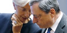 Christine Lagarde en discussion avec Mario Draghi, l'actuel patron de la BCE.