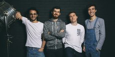 Les co-fondateurs de Groover, plateforme française de promotion musicale (de gauche à droite : Rafael Cohen, Jonas Landman, Romain Palmieri et Dorian Perron). Crédit photo : Christophe Meireis.
