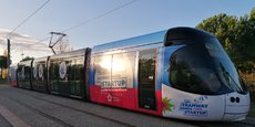 Le tramway privatisé pour UTNS, au départ de la station Mosson, le 27 novembre à Montpellier