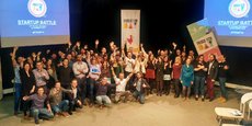 Les candidats, leurs mentors et les membres du jury lors de la phase de qualification de la startup battle du 28 novembre, à Bordeaux.