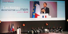 Emmanuel Macron a pris la parole à l'ouverture des Assises de l'économie de la mer à Montpellier, le 3 décembre 2019.