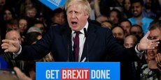 Manchester, le 10 décembre 2019. Boris Johnson, en discours de campagne pour les élections législatives anticipées, qui se tiendront ce jeudi.