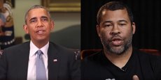 Dans cette vidéo, le comédien et réalisateur Jordan Peele (à droite) met en garde le public sur les dangers que représentent les deepfakes en truquant un discours de Barack Obama.