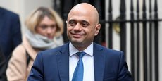 Sajid Javid, le Chancelier de l'Échiquier (ministre des Finances) nommé par Boris Johnson, le 17 décembre 2019, sortant du 10 Downing Street, à Londres.