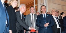 Au centre : Patrick Bobet, le président de Bordeaux Métropole, André-Hubert Roussel, le président exécutif d'ArianeGroup, et Jacques Mangon, le maire de Saint-Médard-en-Jalles.