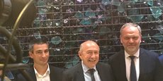 Yann Cucherat, Gérard Collomb et François-Noel Buffet le jour de l'annonce de leur entente