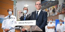 Le 11 août 2020, le Premier ministre Jean Castex et le ministre des Solidarités et de la Santé Olivier Véran étaient en déplacement au CHU de Montpellier pour saluer l'engagement des équipes soignantes.