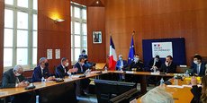 Le ministre Olivier Dussopt a rencontré les acteurs économiques de l'Hérault en préfecture à Montpellier, le 15 janvier 2021.