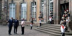 David Sassoli, président du Parlement européen, Emmanuel Macron et Ursula von der Leyen se sont retrouvés à la préfecture du Bas-Rhin pour la signature du Contrat triennal strasbourgeois.