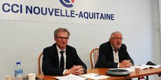 Jean-François Clédel, le président de la CCI Nouvelle-Aquitaine, et Hervé Fauchet, le président de la CCI Rochefort-Saintonge, ont présenté les 21 propositions du monde économique en vue des élections régionales des 20 et 27 juin 2021.