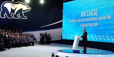 Vladimir Poutine durant le 19e congrès du parti Russie Unie samedi 23 novembre à Moscou.