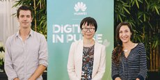 Mickaël Roes (Toopi Organics), Linda Han (Huawei France) et Laure Sandoval (Sanodev) lors de la remise du prix, le 9 septembre à Bordeaux.