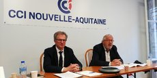 Jean-François Clédel a été réélu à la présidence de la CCI Nouvelle-Aquitaine. Il est ici aux côtés de Hervé Fauchet, l'ancien président de la CCI Rochefort-Saintonge (qui a laissé place à la CCI Charente-Maritime).