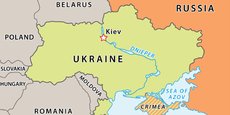 Carte de l'Ukraine après la crise de Crimée en 2014.