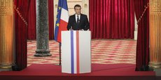 Emmanuel Macron prononçant sa première allocution de président investi le 14 mai 2017.