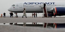 Photo d'un avion de la compagnie aérienne russe Aeroflot à l'aéroport international Sheremetyevo, à l'extérieur de Moscou
