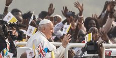 Le pape François pendant la Sainte Messe au Mausolée de John Garang, lors de son voyage apostolique, à Juba, Sud-Soudan