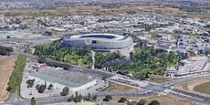 Le futur stade de foot Louis Nicollin (photo-montage), qui sera construit sur la zone Ode à la Mer au sud de Montpellier, équilibrera son modèle économique avec 40.000 m2 dédiés à des activités économiques.