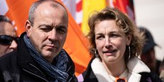 Marylise Léon et Laurent Berger le 6 avril dernier lors d'une manifestation contre la réforme des retraites.