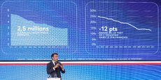 Emmanuel Macron jeudi 11 mai à l'Elysée lors de son discours sur l'industrie verte.
