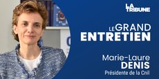 Marie-Laure Denis, la présidente de la Cnil, le 6 avril 2023 au Grand Rex de Paris, lors de l'événement Tech for Future, organisé par La Tribune.