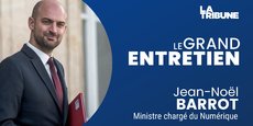 Jean-Noël Barrot le 6 avril 2023 à Tech for Future, l'événement tech de La Tribune, au Grand Rex de Paris.