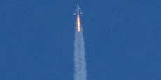 Le Vaisseau VSS Unity de Virgin Galactic lors de son vol avec à son bord le fondateur de l'entreprise, Richard Branson, le 11 juillet 2021.