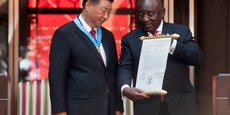 Le président chinois, Xi Jinping, et son homologue sud-africain, Cyril Ramaphosa, en marge du sommet des Brics ce mardi 22 août.