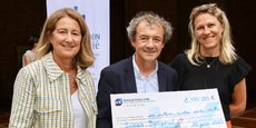 Maribel Bernard, présidente de la Fondation Bergonié, François-Xavier Mahon, directeur de l’Institut Bergonié, et Marina Mas, directrice de la Fondation, le 20 juin 2023.