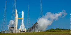 La maquette d'Ariane 6 sur son pas de tir à Kourou