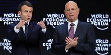 Emmanuel Macron à Davos en janvier 2018 avec le fondateur du WEF, Klaus Schwab