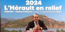 Kléber Mesquida, le président du Conseil départemental de l'Hérault, le 16 janvier 2024 lors de ses voeux à la presse.