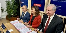 Sébastien Vincini, Carole Delga et Jean-Luc Moudenc ont signé, mercredi 24 janvier, la convention de candidature commune pour un SERM à Toulouse.