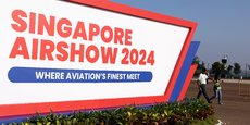 Panneau du Singapore Airshow au centre d'exposition de Changi