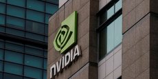 Le logo de Nvidia au siège de la société à Taipei