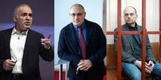 De gauche à droite, l’ancien champion du monde d’échecs Garry Kasparov, Mikhaïl Khodorkovski, ancien homme le plus riche de Russie, et Vladimir Kara-Mourza, condamné à vingt-cinq ans de prison pour « haute trahison ».