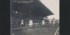 Photo tirée des archives de la bibliothèque historique de la Ville de Paris. Arrivée du 200 mètres au stade Yves-du-Manoir, le 9 juillet 1924.