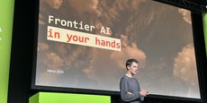 Arthur Mensch, CEO et cofondateur de Mistral AI, lors d'une présentation à la GTC de Nvidia.