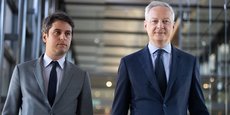 Le Premier ministre Gabriel Attal (à gauche) aux côtés du ministre de l'Economie et des Finances Bruno Le Maire. (photo d'illustration)