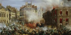 Émeutiers à l’assaut du Palais-Royal lors de la révolution de 1848 qui mit fin à la monarchie de Juillet.