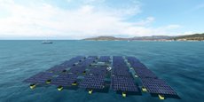 Le démonstrateur de parc solaire offshore Méga Sète s’étendra sur un hectare en pleine mer en Méditerranée, soit une puissance de 1 MWc et une production annuelle estimée à plus de plus de 1.300 MWh en vue d’alimenter le port de Sète-Frontignan en électricité décarbonée.