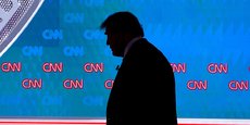 Donald Trump jeudi soir, dans les studios de CNN, pendant une pause lors du débat télévisé avec Joe Biden.