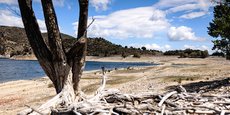 À l’ouest de Perpignan, le lac de Vinça en partie asséché, en mai 2023.