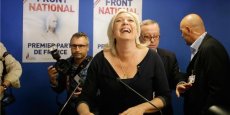 Marine Le Pen, dimanche au QG du Front National. / Reuters