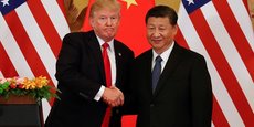 Trump et son homologue chinois Xi Jinping après leurs discours officiels ce jeudi 9 novembre.