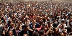 Manifestations dans les rues d'Adama, le 14 février 2018, célébrant la libération de Bekele Gerba, secrétaire général du parti de l'opposition, le Congrès fédéraliste Oromo (OFC), et figure emblématique dans la région d'Oromia en Ethiopie.