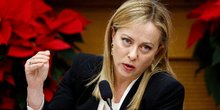 La premiere ministre italienne giorgia meloni lors d'une conference de presse a rome